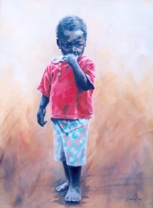 oil painting of a young african boy