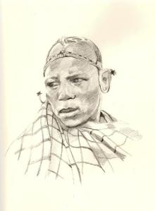 pencil drawing of a maasai